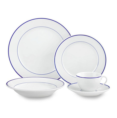 Apilco Tradition Blue-Banded Porcelain 5-Piece Dinnerware Place ... Apilco Tradition Blue-Banded Porcelain 5-Piece Dinnerware Place ...