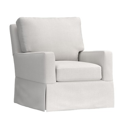 Comfort Square Arm Glider & Ottoman - Glider + Slipcover Set, Premium Performance Slubbyweave (E), Bone